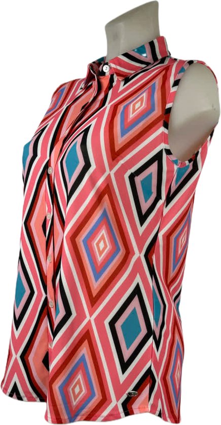 Angelle Milan – Travelkleding voor dames – Roze Mouwloze Blouse – Ademend – Kreukherstellend – Duurzame blouse - In 5 maten - Maat XXL