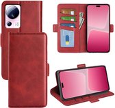 Xiaomi 13 Lite Hoesje - MobyDefend Luxe Wallet Book Case (Sluiting Zijkant) - Rood - GSM Hoesje - Telefoonhoesje Geschikt Voor Xiaomi 13 Lite