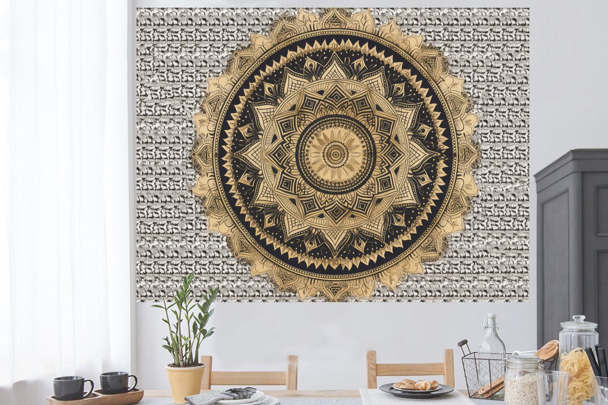 Muurstickers - Sticker Folie - Mandala - Bloem - Goud - Luxe - Bohemian - 160x120 cm - Pla
