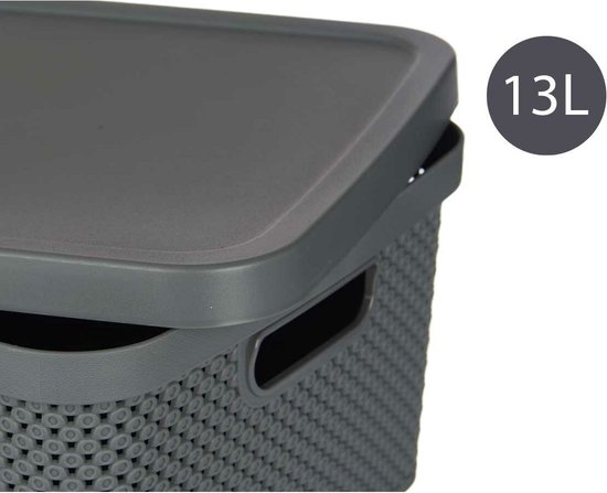 CURVER Style Box Set of 3 S/M/L with Lid, Anthracite, 46.2 x 34.3 x 27.5 cm