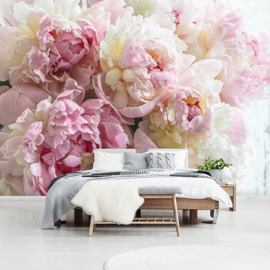 Photo Wallpaper King - Papier peint Papier peint photo - Papier peint - Pivoines roses et Witte - Roses - Fleurs - Fleurs - 208 x 146 cm - Papier peint non tissé peint intissé