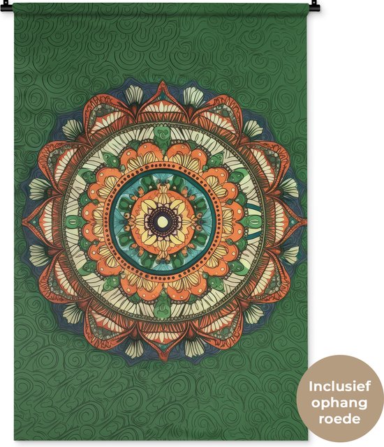 THE ART BOX Indie Mandala Tapestry Aesthetic Room Decor Wandkleden Indiaas Bedsprei Sheets Wandkleed Bed Sheets Picknickkleed Yoga Mat Decoratie Tie Dye Groen En Wit 135x210 Cm