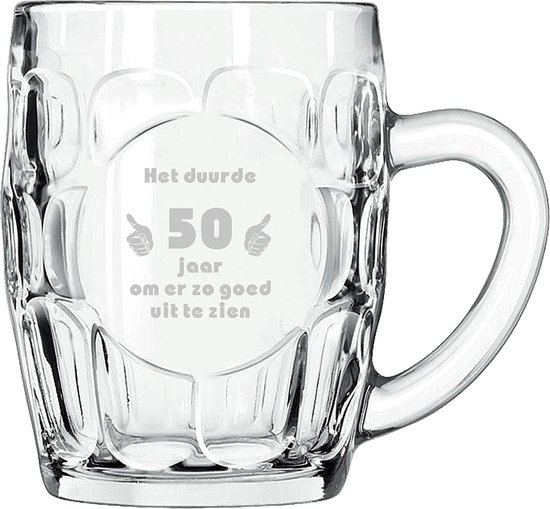 Chope à bière gravée 55cl Il a fallu 50 ans pour être aussi belle