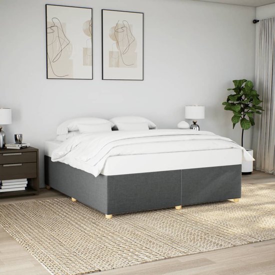 vidaXL - Cadre de lit - sans - matelas - tissu - gris foncé - 180x200 - cm