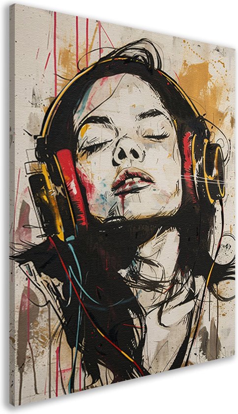 muziek banksy wanddecoratie - Hoofd portret - Muurdecoratie Portret - Klassiek schilderijen - Canvas - Slaapkamer muurdecoratie canvas 40x60 cm