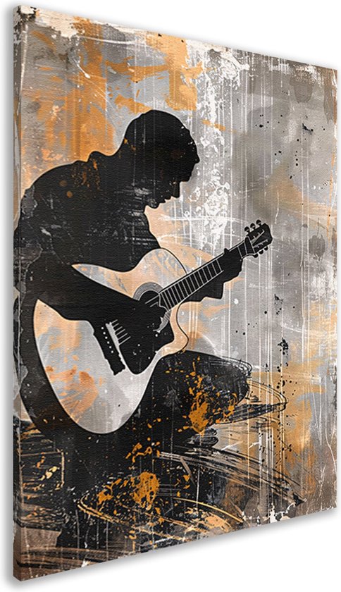 gitaar banksy schilderij - Gitaar schilderij - Schilderijen canvas Muziekinstrument - Schilderijen op canvas industrieel - Canvas schilderijen - Slaapkamer accessoires canvas 40x60 cm