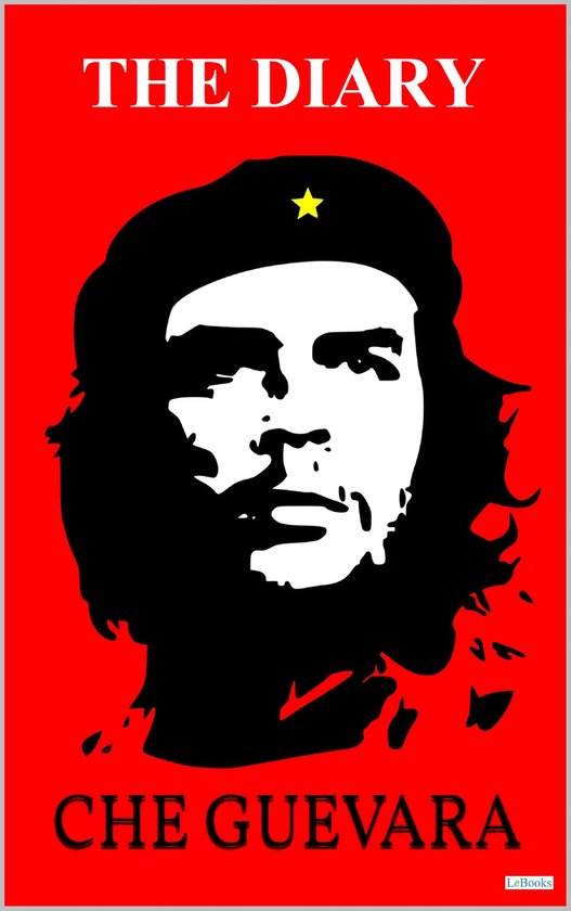 THE DIARY CHE GUEVARA poster met zwart-wit portret van Che Guevara met zwarte baret met gele ster op rode achtergrond.