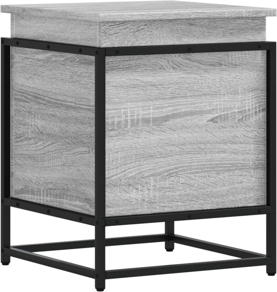 vidaXL - Opbergbox - met - deksel - 40x40x51,5 - cm - bewerkt - hout - grijs - sonoma