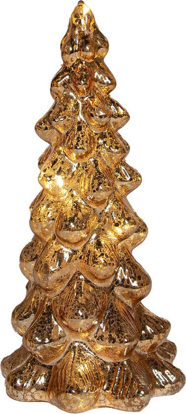 Figurine de sapin de Noël Anna's Collection - doré - avec lumière LED - H20 cm - verre - décoration