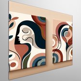 Modern vrouw schilderij | Vrouwelijke elegantie in hedendaagse kunst: een verfijnde expressie van vrouwelijkheid | Kunst - 40x40 centimeter op Dibond | Foto op Dibond