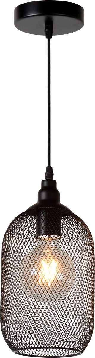 Bol.com Lucide MESH - Hanglamp - Ø 15 cm - 1xE27 - Zwart aanbieding