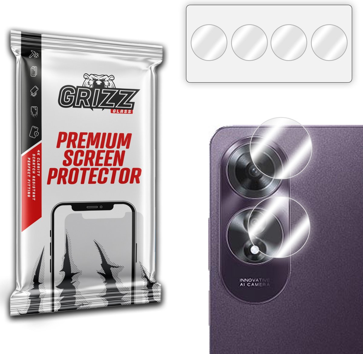GrizzGlass HybridGlass Camera Protector (2 stuks) voor Oppo A60 - Transparant