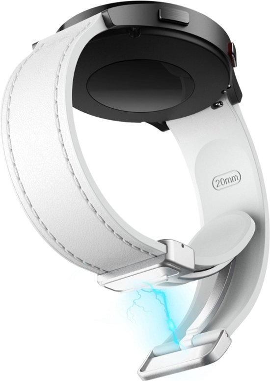 Bracelet hybride en cuir et silicone - adapté pour Garmin Venu / Venu 2 Plus / Venu SQ / SQ 2 / Vivomove / 3 / Style / Vivoactive 3 / Vivoactive 5 / Forerunner 55 / 165 / 245 / 645 - blanc