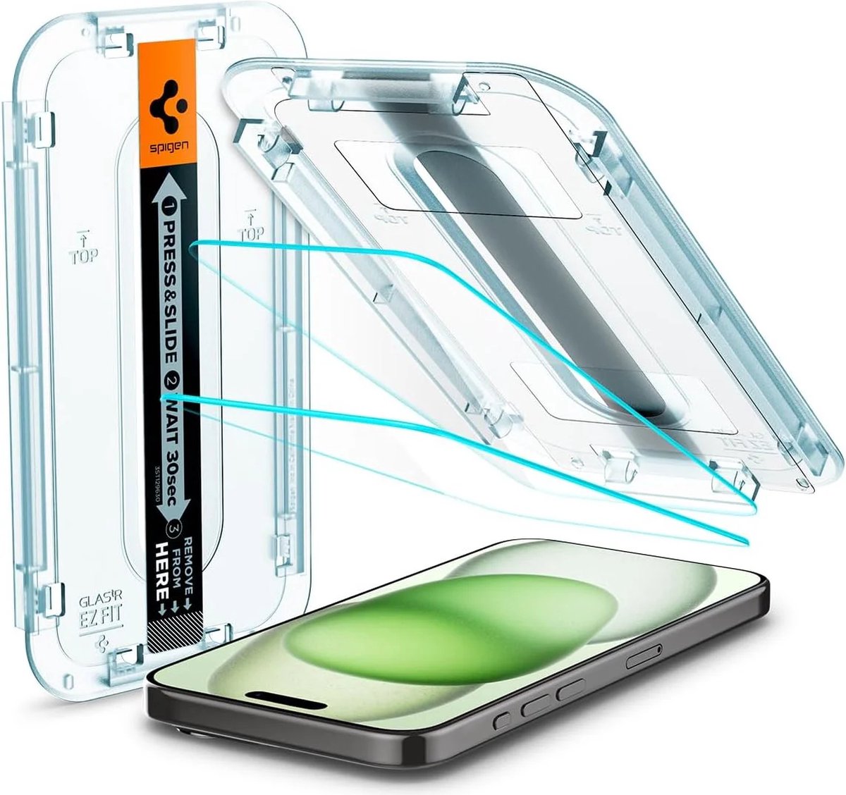 Spigen Geschikt Apple iPhone 16 - EZ Fit GLAS.tR Screenprotector - 2 Stuks