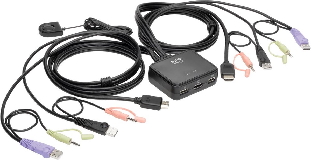 Tripp-Lite B032-HUA2 2-Port USB/HD Cable KVM Switch with Audio/Video, Cables and USB Peripheral Sharing TrippLite