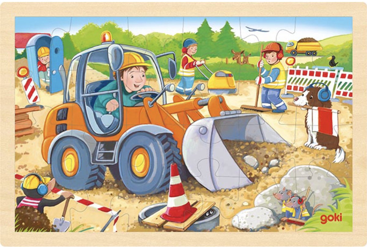 Houten puzzel bouwplaats