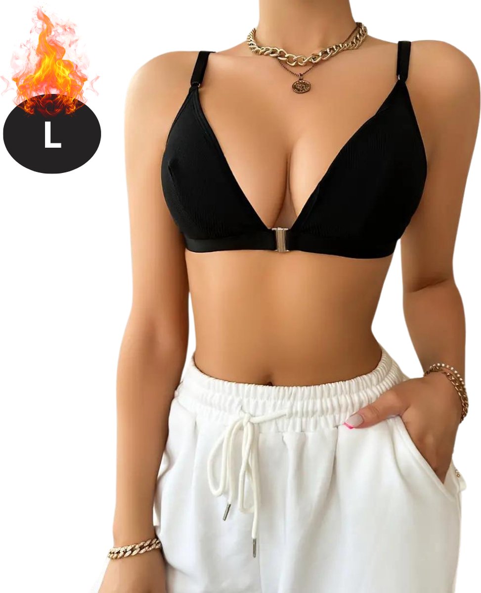 Nivard BH Zonder Beugel - Zonder Bandjes - Push-up Bh's - Comfort Beha - Gemengd - Zwart