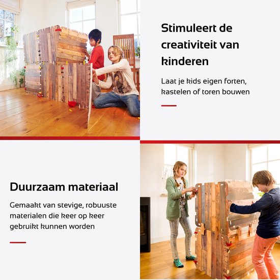 Fantasy Forts Large Set - Speelhuisje - 4 tot 12 jaar - 16 Platen - 16 Clips - 36 Klittenband stukjes - Hut bouwen - Bouwpakket kinderen