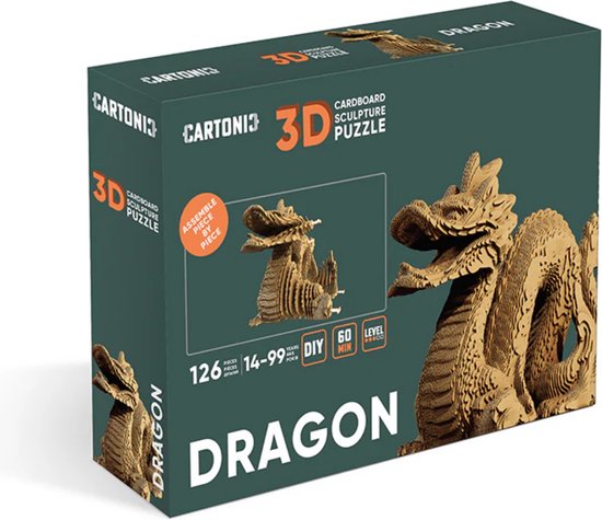 CARTONIC - DRAGON - Puzzle 3D - 3D - Puzzle - DIY- Cadeau - DIY- Enfants et adultes - karton- écologique