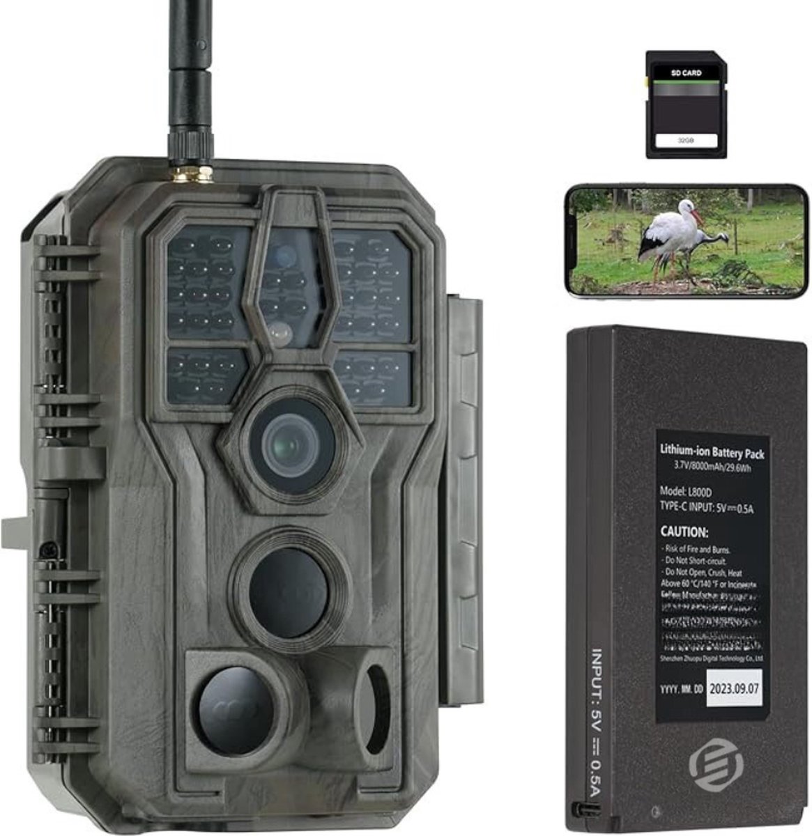 Equivera Wildcamera voor Buiten - Wildcamera met Nachtzicht - WiFi - Hoge Resolutie - Waterdicht - Wild Camera - Premium