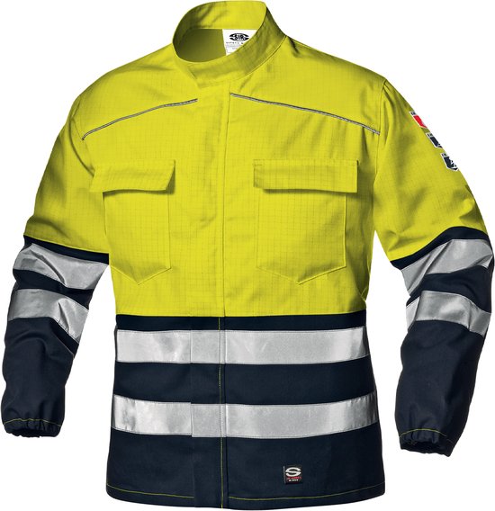 SIR SAFETY SUPERTECH JACKET Veste de travail pour homme, Hi visibilité jaune/ Blauw - Bande réfléchissante - Fermeture éclair dissimulée - Poignets élastiques