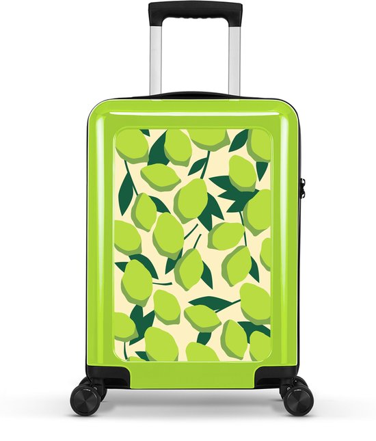 BHPPY Handbagage Koffer - Lichtgewicht Trolley 55cm - Groene Limoenen print - Groen