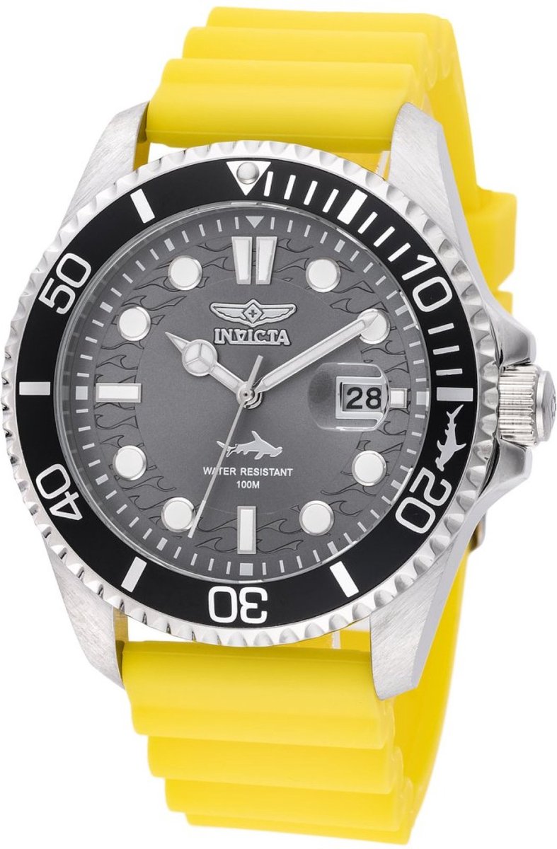 Invicta Pro Diver 47163 Heren Horloge - Waterdicht - Analoog - Quartz Uurwerk - Roestvrij Staal met grijze Wijzerplaat - 43mm