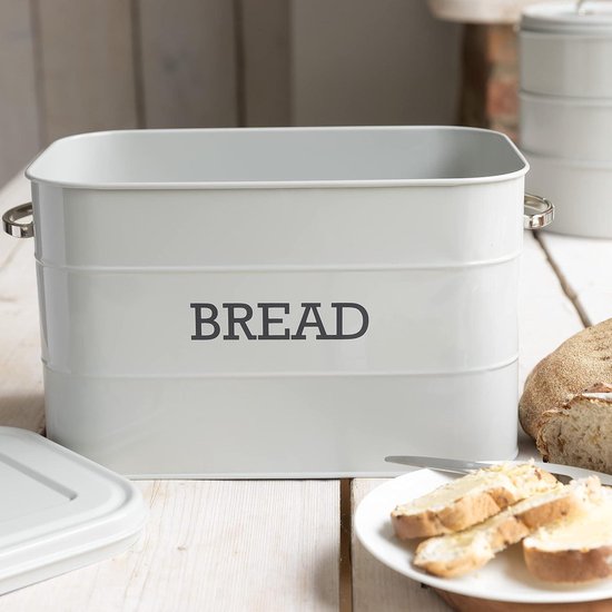KitchenCraft Living Nostalgia LNBBINGRN grote metalen broodbak, 34 x 21,5 x 25 cm - Engelse salie