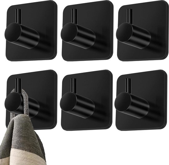 4smile Handdoekhaken voor badkamer en keuken - set van 6 roestvrij