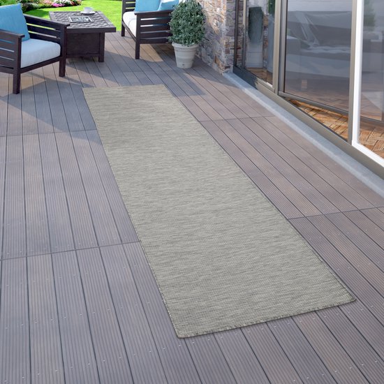 Paco Home Buiten Vloerkleed Platweefsel Jungle Gesneden Palmendesign Met Bloemen Groen Maat60x110 Cm