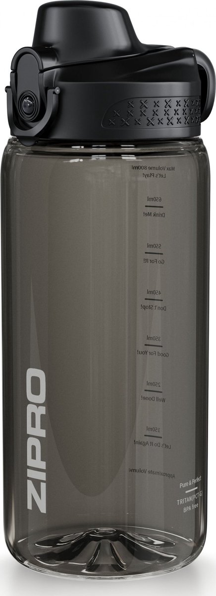 Zipro® Drinkfles 800ml - Waterfles met Fruit Filter - BPA vrij - Tritan - Water Bottle - Tijdmarkeringen - Wandelen Yoga Sport School Werk - 100% strak - Comfortabele drinktuit - Opening met één druk op de knop