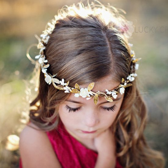 1 x kroon, bloem, haarband, slinger, bruiloft, haarband voor kinderen en meisjes, kunstkapsels, krans, dames, met slingers