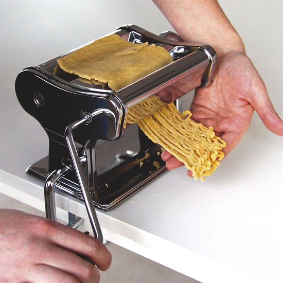 Handmatige Pastamaker - RVS Pastamachine - Voor Zelfgemaakte Pasta, Spaghetti, Tagliatelle en Fettuccine - Inclusief Klem - Perfect voor Verse Pasta - Zilver van Innoliving — afbeelding 5