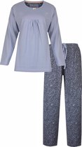 Medaillon Dames Pyjama - Lange Mouwen - Ronde Hals - Grijs - Maat L
