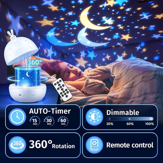 Night Light, nachtlampje sterrenhemel projector kinderen met 15 films, nachtlampje kinderen nachtlampje baby, muziekdoos baby meisjes, bluetooth bedlampje kinderlamp kinderkamer decoratie, babycadeau van Moredig — afbeelding 3
