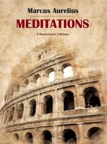 Boekomslag van 'Meditations' van Marcus Aurelius, met een aquarel van het Colosseum.