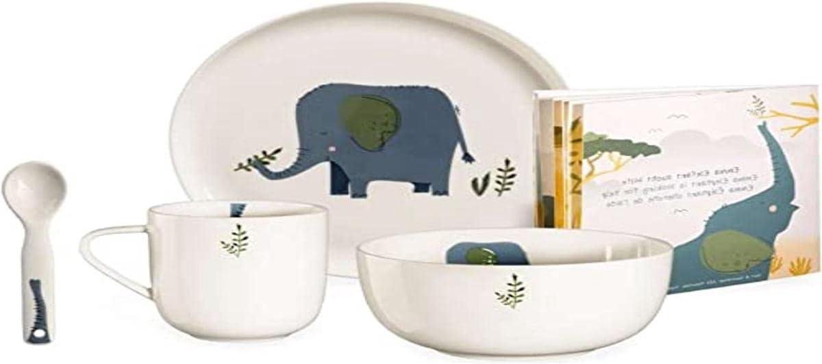Goedkoopste Green Harmony Kinderserviesset Emma Olifant 5-delig voor kinderen met liefde voor dieren - nodig. kinder ontbijtset
