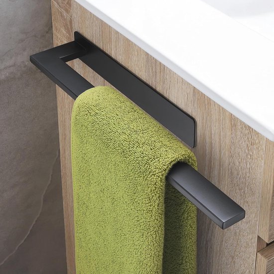Handdoekrek Zonder Boren Zwart 40 CM - Handdoekhouder - Handdoekenrek Badkamer of Keuken - Handdoekstang Zelfklevend - Handdoekhouders RVS Handdoekrek Zonder Boren Zwart 40 CM - Handdoekhouder - Handdoekenrek Badkamer of Keuken - Handdoekstang Zelfklevend - Handdoekhouders RVS
