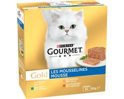 Gourmet Gold Mousse Kip - Zalm - Niertjes - Katten Natvoer 8 x 85 gr