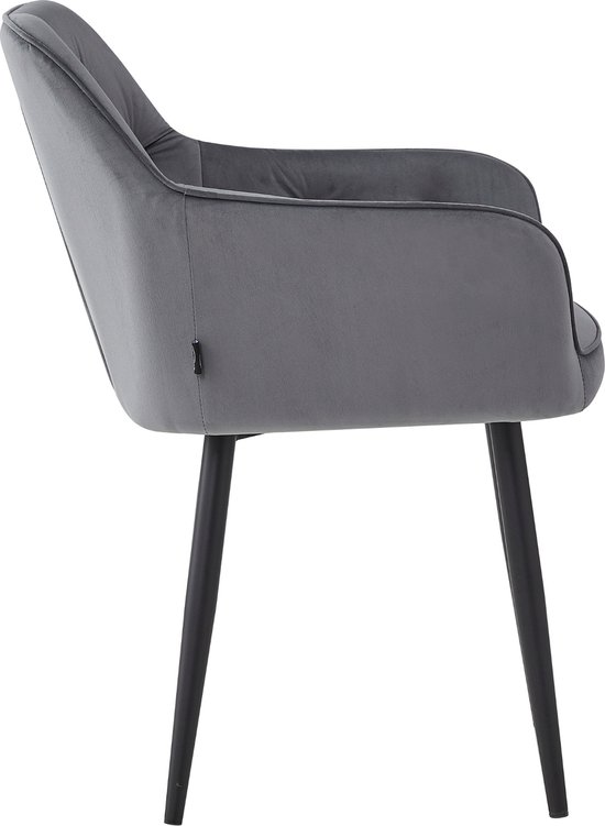 Colenis® - Chaise de salle à manger Iris - Grijs - Set de 4 - Velours - Velours - Design - Avec accoudoirs -