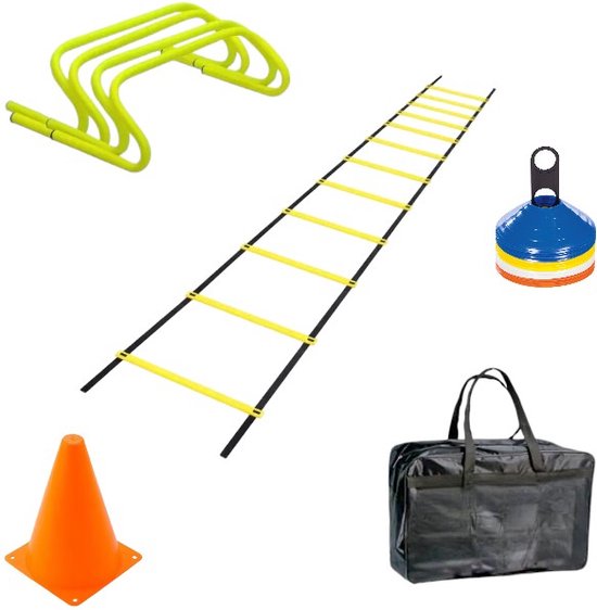Voetbal Training Set - Complete Set - Inclusief Pionnen, Loopladder, Horden & Hoedjes - Sporttas - Voetbalspullen