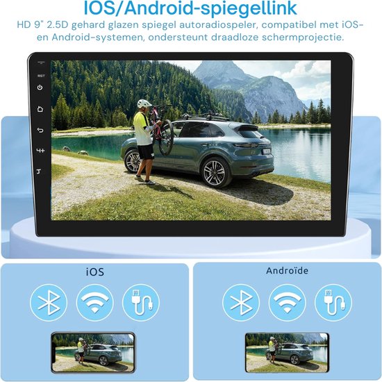 Podofo Autoradio Carplay pour Peugeot 207 (2006-2015), écran Tactile 9 Pouces, 2Go+64Go, avec Carplay sans Fil, Android Auto, Bluetooth/GPS/WiFi/FM/RDS/HiFi/USB+Caméra de recul