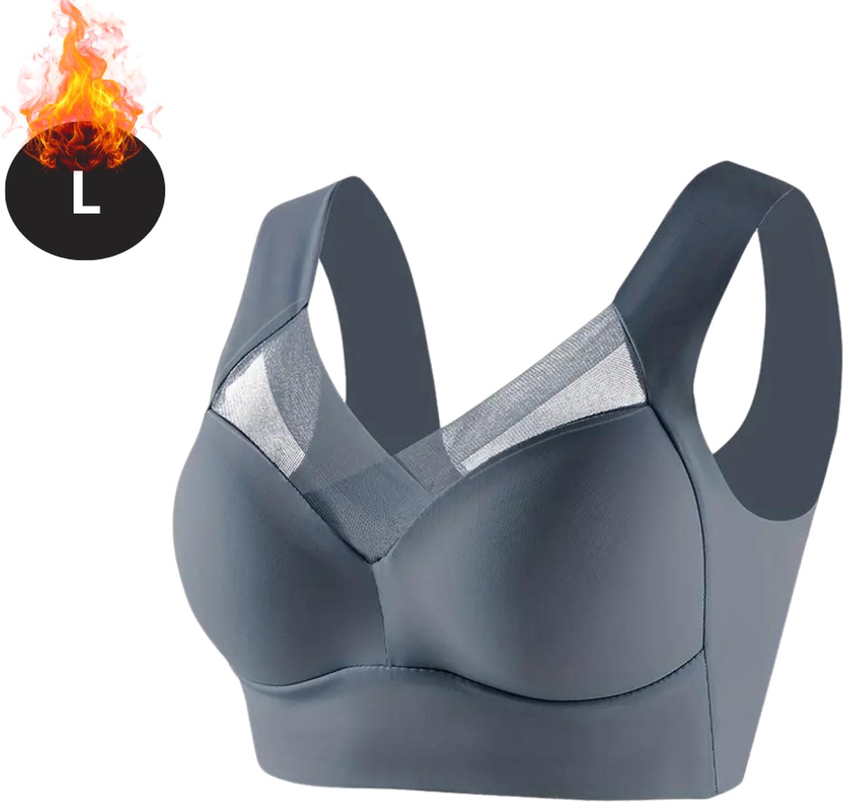 Nivard BH Zonder Beugel - Zonder Bandjes - Push-up Bh's - Comfort Beha - Comfortabel - Sterk - Yoga - Grijs