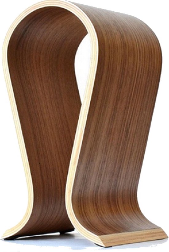 DWIH - Houten Stand Koptelefoonhouder - Omega vorm - Walnoot donker