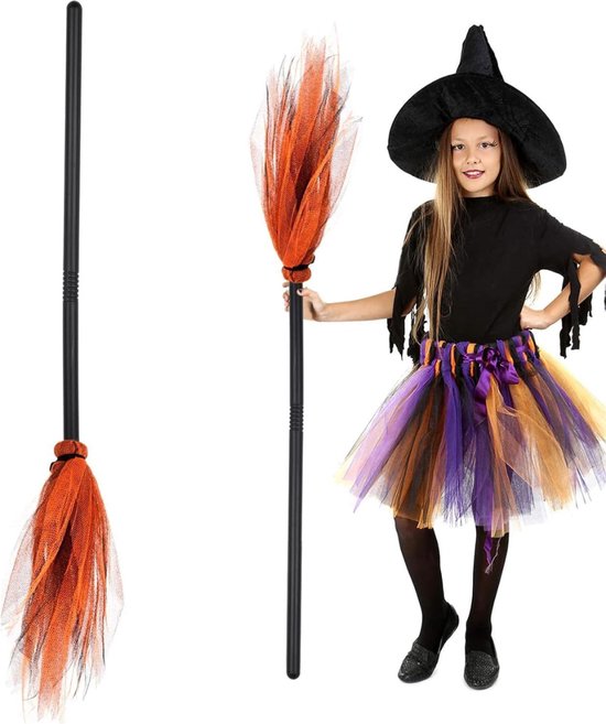 Equivera Heksenbezem - Halloween Versiering - Bezems - Stalbezem - Reisbezem - Verkleedaccesoires Voor Heksen