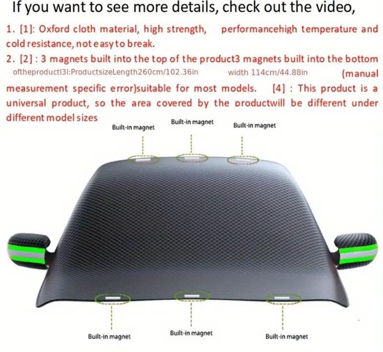 Livano Freeze Cover Car - Couverture Anti-Givre Voiture - Couverture de Glace - Couvre pare-brise Brise Antigel - Couverture de Pare-Brise-Couverture Anti-Glace - Couverture de Neige - Protection solaire - Pare-Soleil - Bouclier