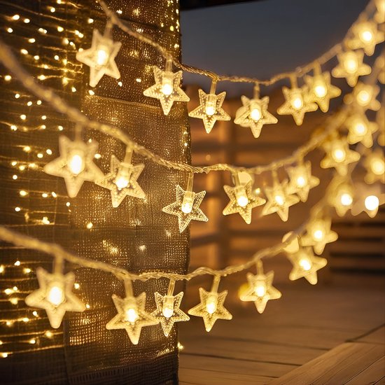 Lynn's Led lampjes slinger - Sterretjes - 6 meter - 40 lichtjes - Warm white - Lichtsnoer - Batterij - Knipperfunctie - Slaapkamer - Kerst