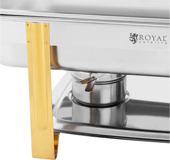 Chafing Dish - GN 1/1 - Gouden accenten - 9 L - 2 Brandstofcellen - Royal Catering — afbeelding 2