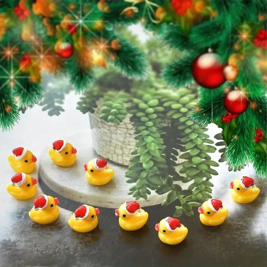 Foto: Santa hat duck figurines 50 pcs mini yellow resin ducks for aquariums holiday decor perfect for dollhouses crafts