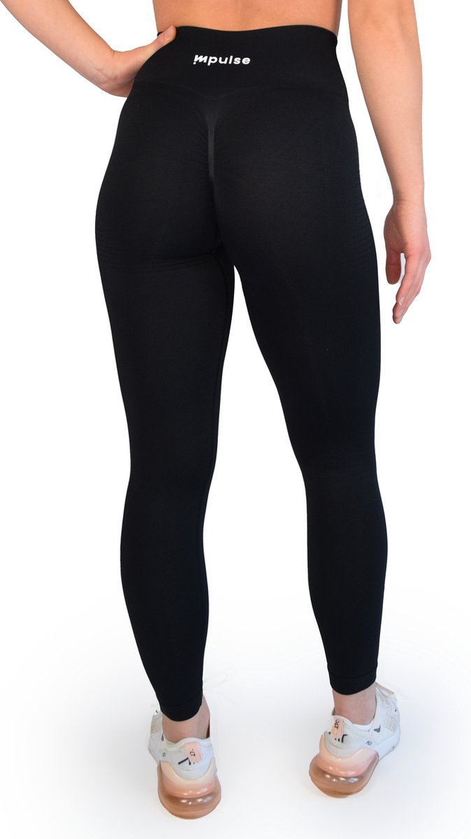 Sportlegging dames - Sportlegging scrunch - Sportlegging high waist - Shaping & squat-proof - Fitness & yoga legging - Impulse Fitwear - Zwart - Maat M van Merkloos — afbeelding 3
